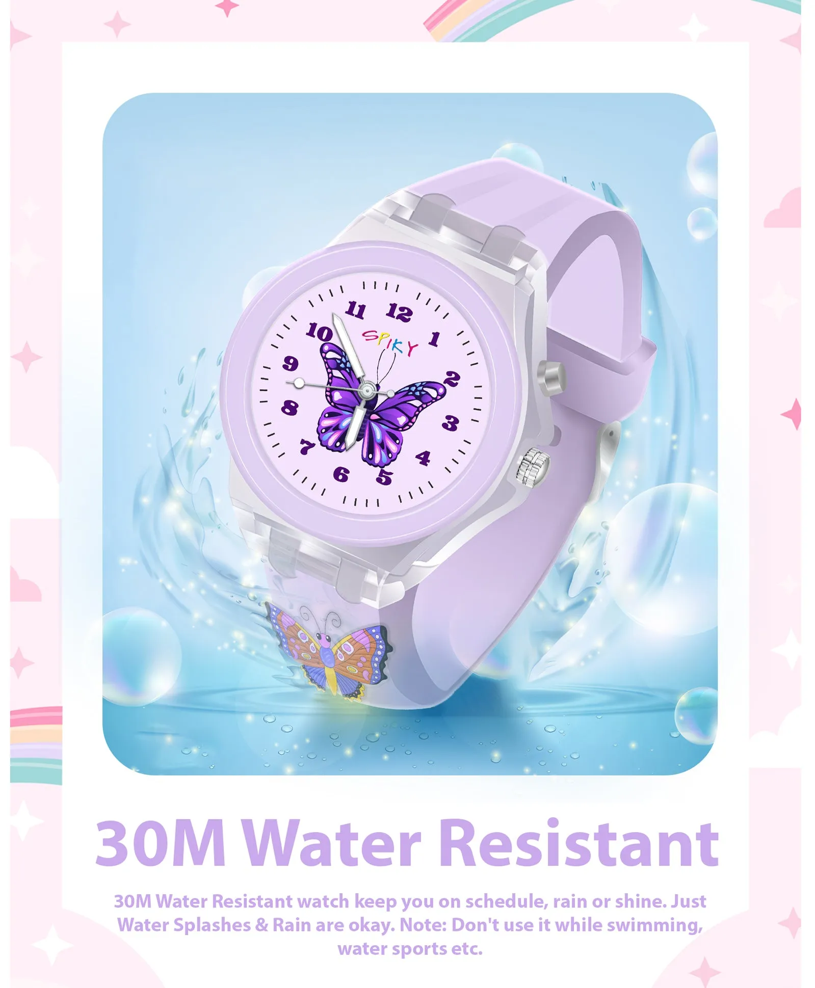 Spiky 3D Cartoon Analog Light Watch for Kids Boys & Girls - Black
