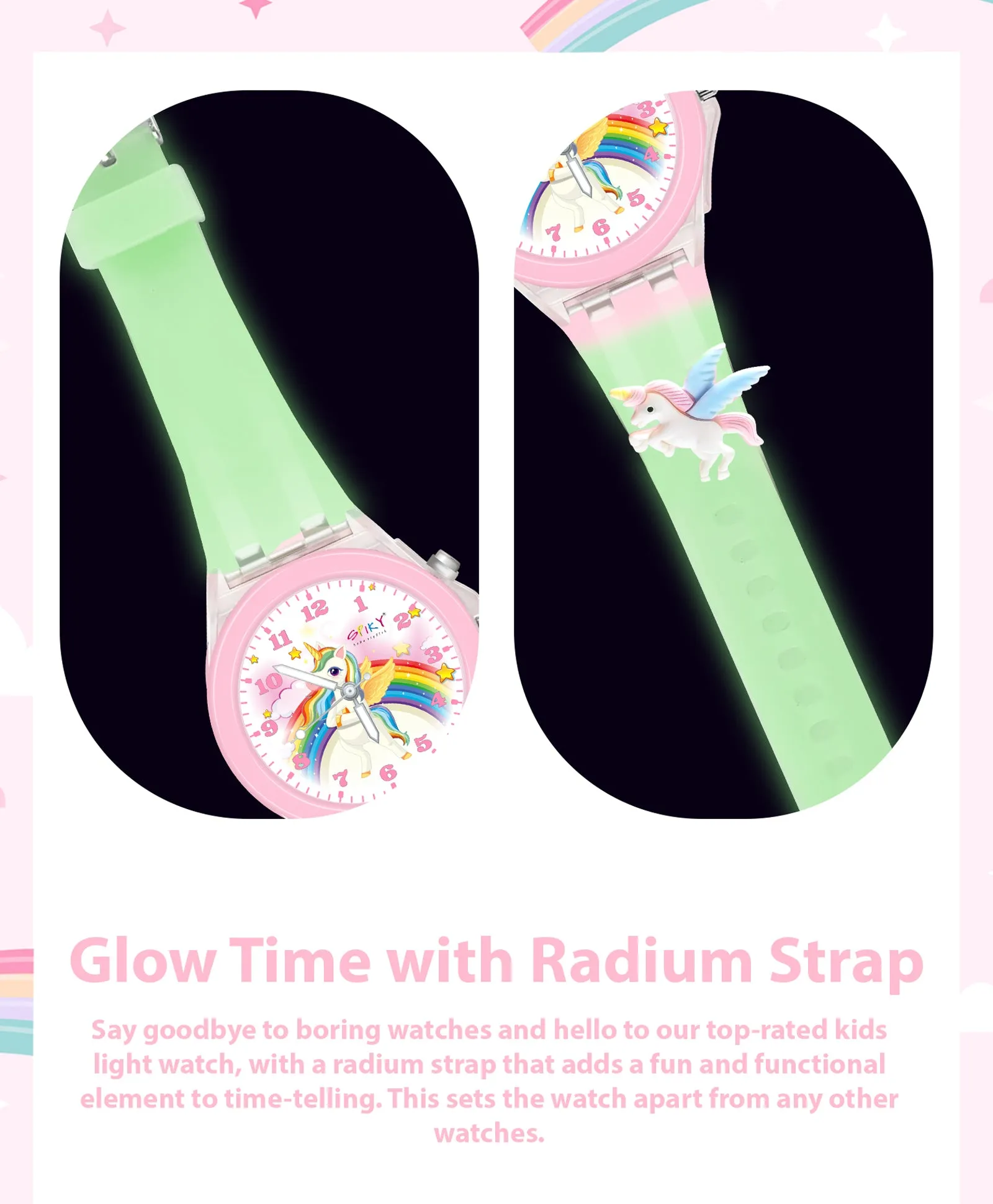 Spiky 3D Cartoon Analog Light Watch for Kids Boys & Girls - Black