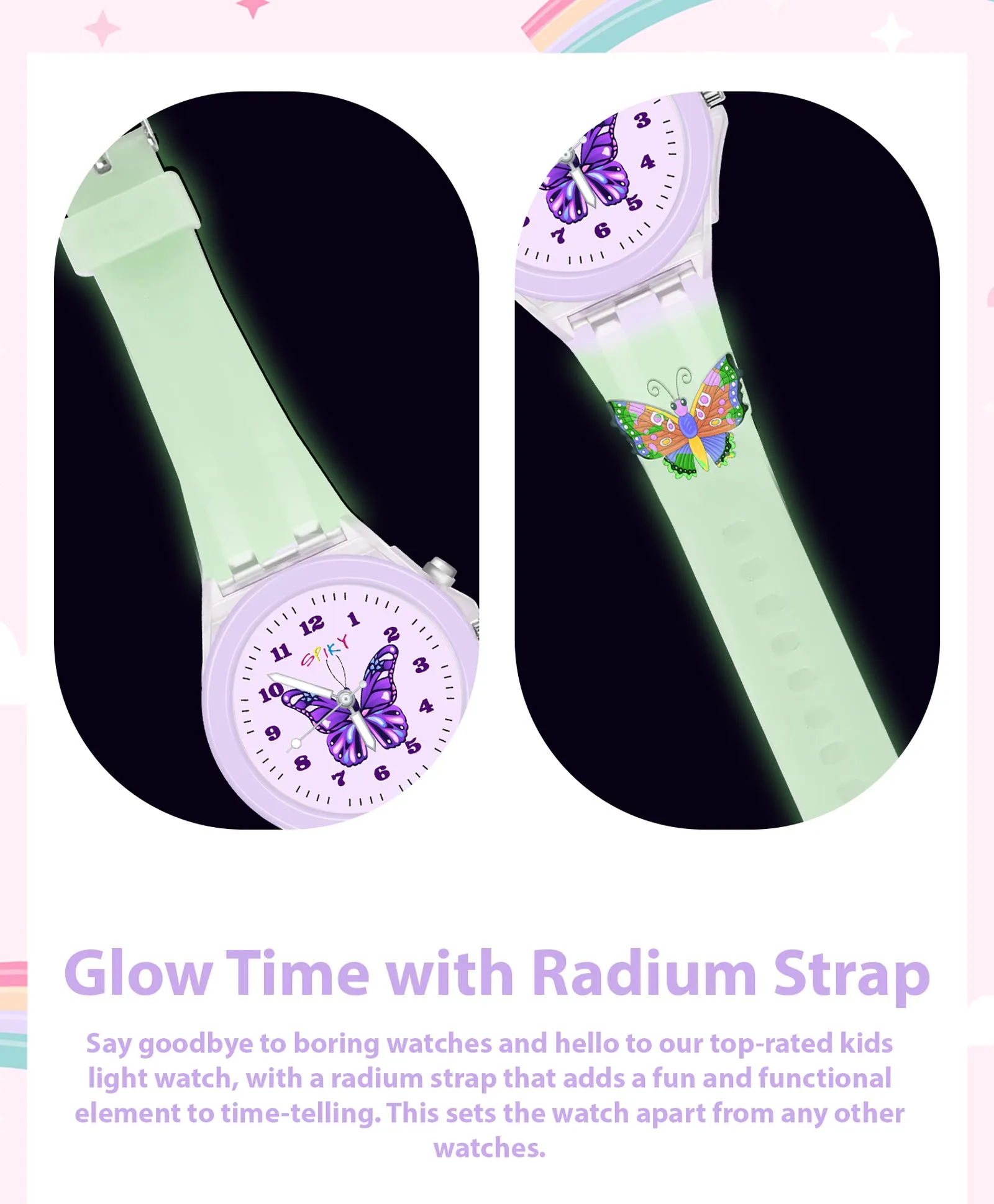 Spiky 3D Cartoon Analog Light Watch for Kids Boys & Girls - Black