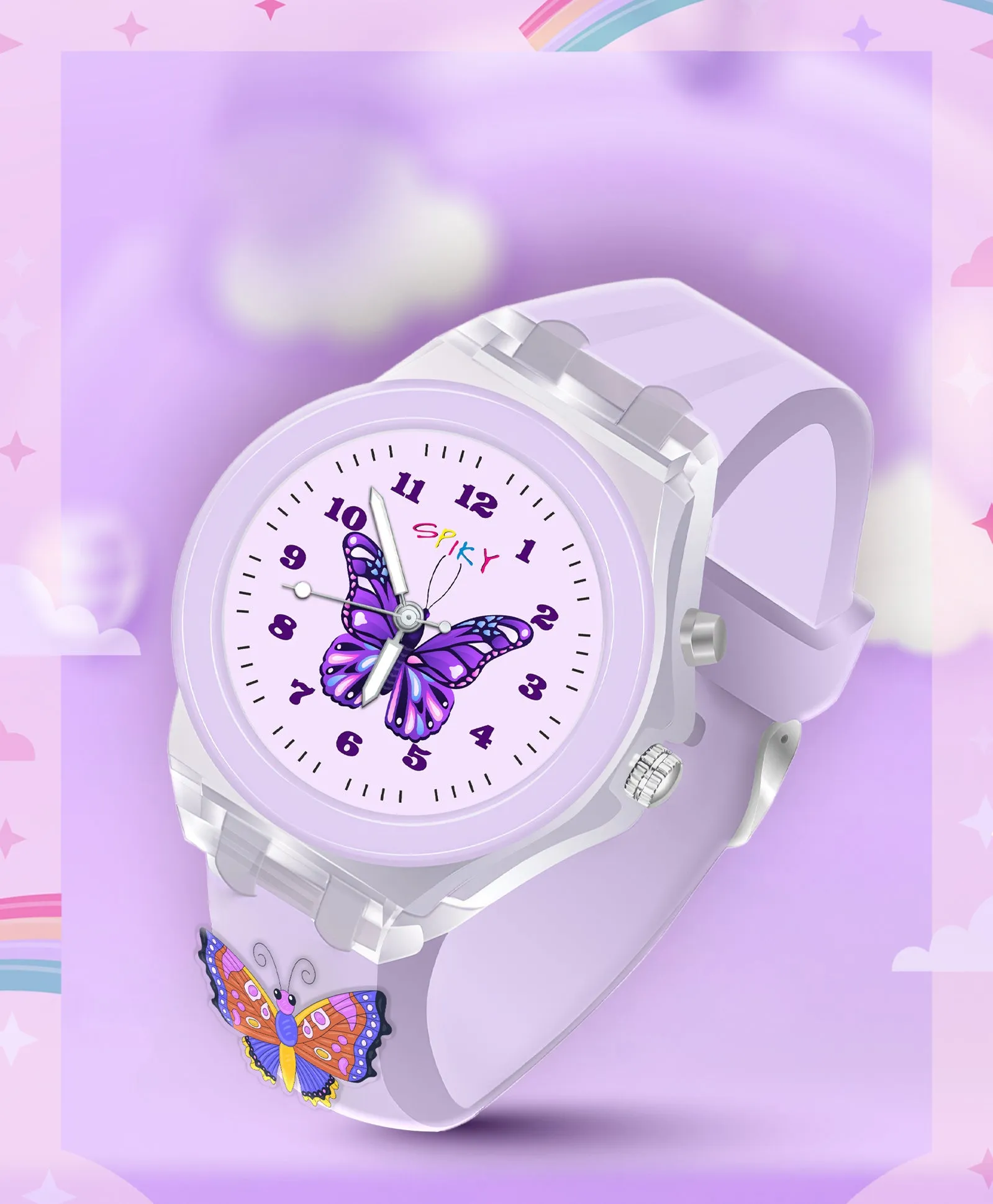 Spiky 3D Cartoon Analog Light Watch for Kids Boys & Girls - Black