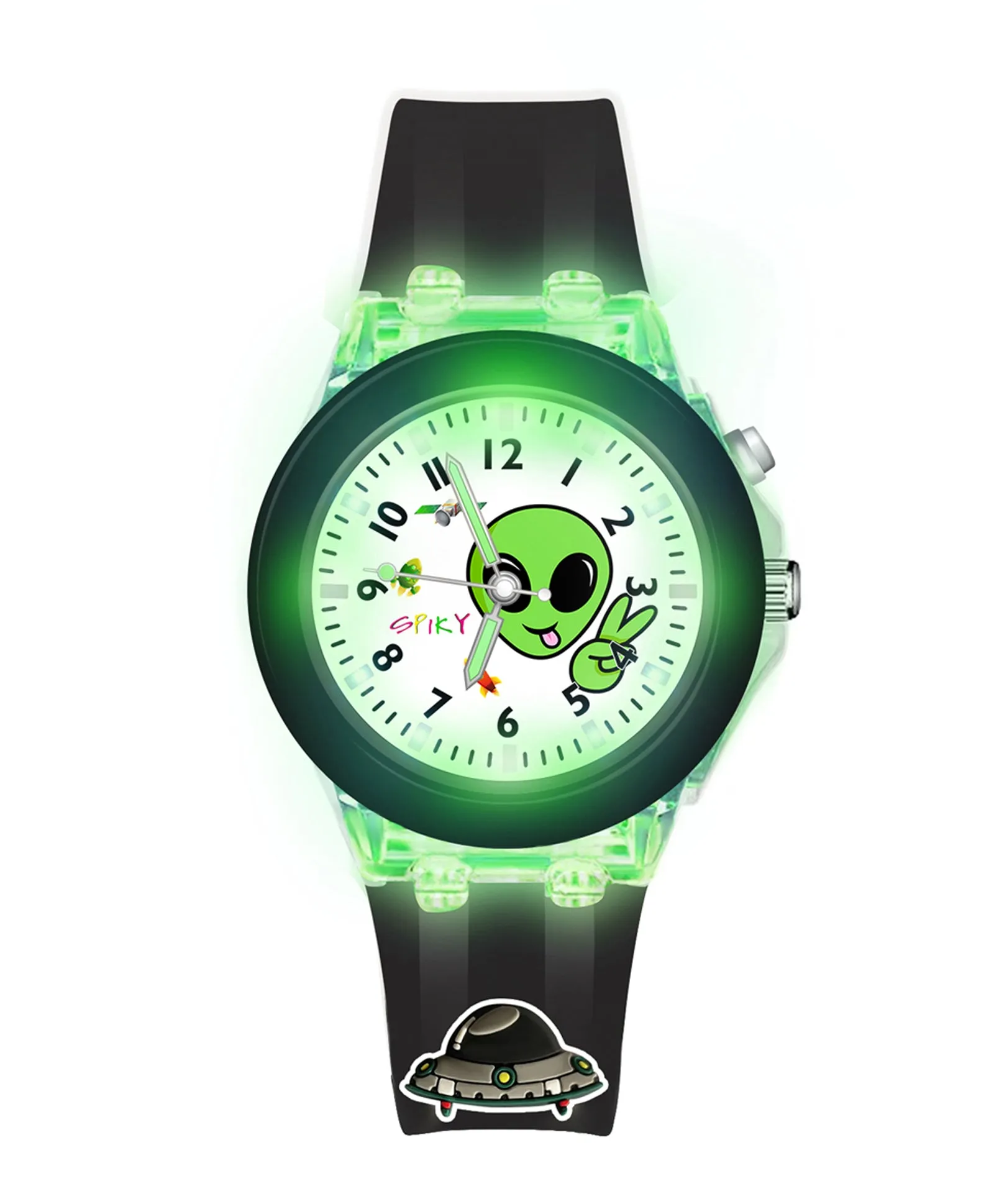 Spiky 3D Cartoon Analog Light Watch for Kids Boys & Girls - Black