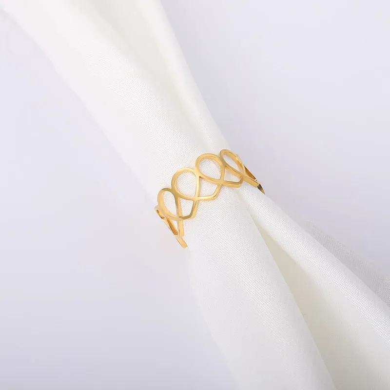 Stainless Steel Adjustable Hollow Heart Open Ring