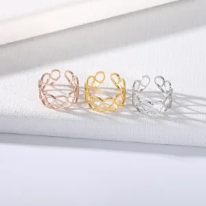 Stainless Steel Adjustable Hollow Heart Open Ring