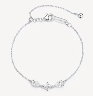 Sterling Silver Bracelet with Clear Square and Pear CZ by Brosway