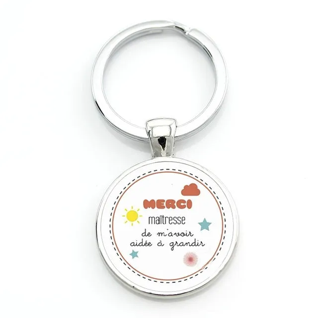 TAFREE merci maitresse key chain ring holder fashion silver color glass metal keychain for men women jewelry teachers gift CT278