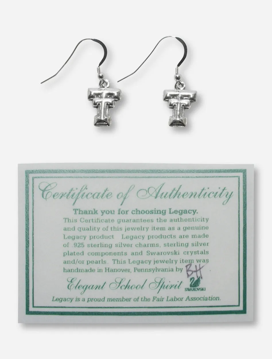 Texas Tech Double T Sterling Silver Drop Earrings