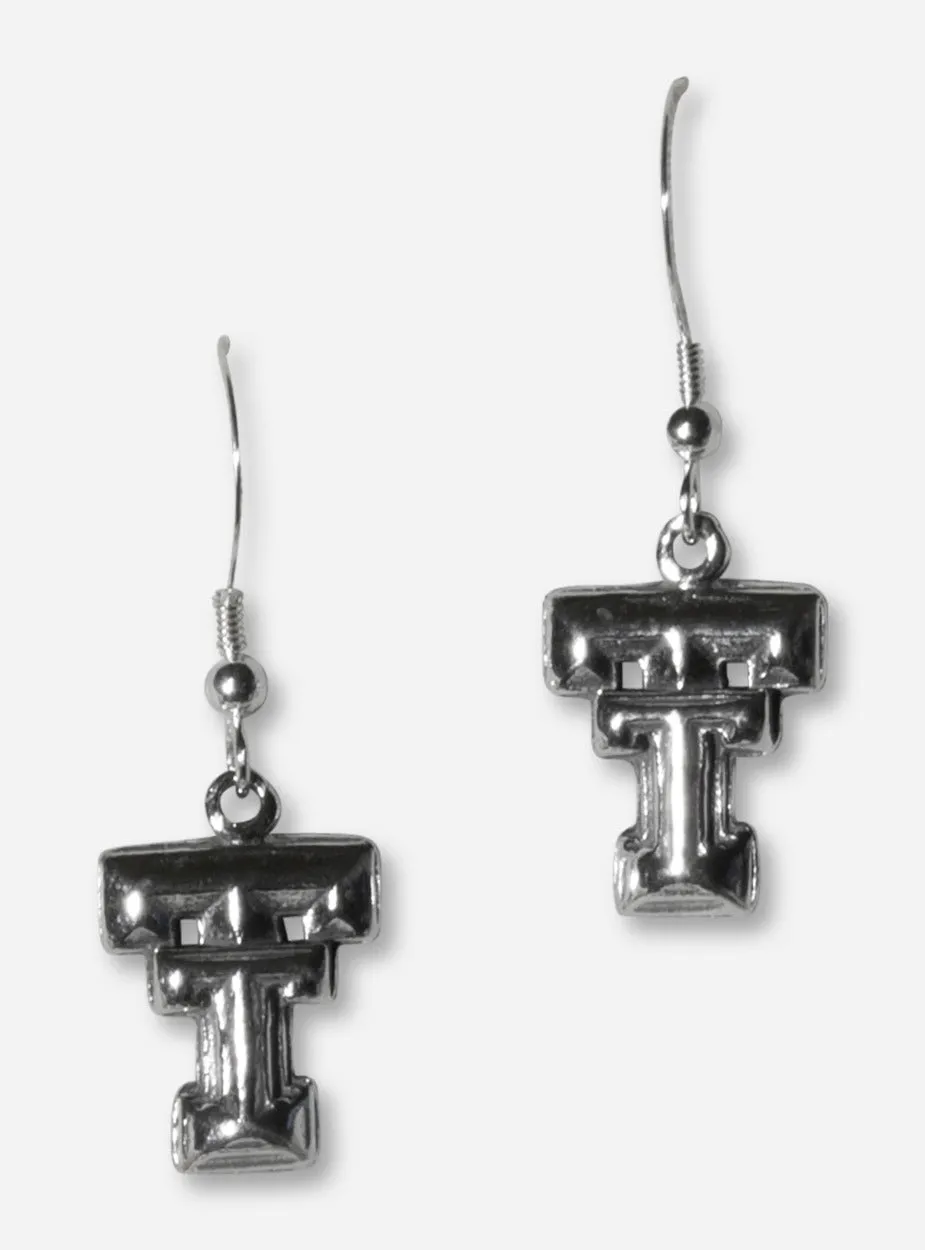 Texas Tech Double T Sterling Silver Drop Earrings