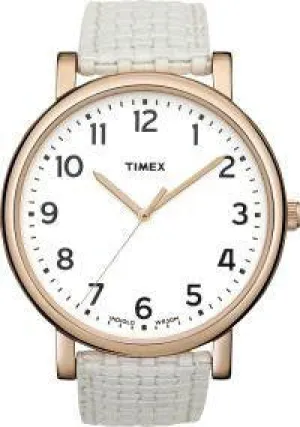 Timex Originals Classic Round White Knit Leather Strap Casual Watch