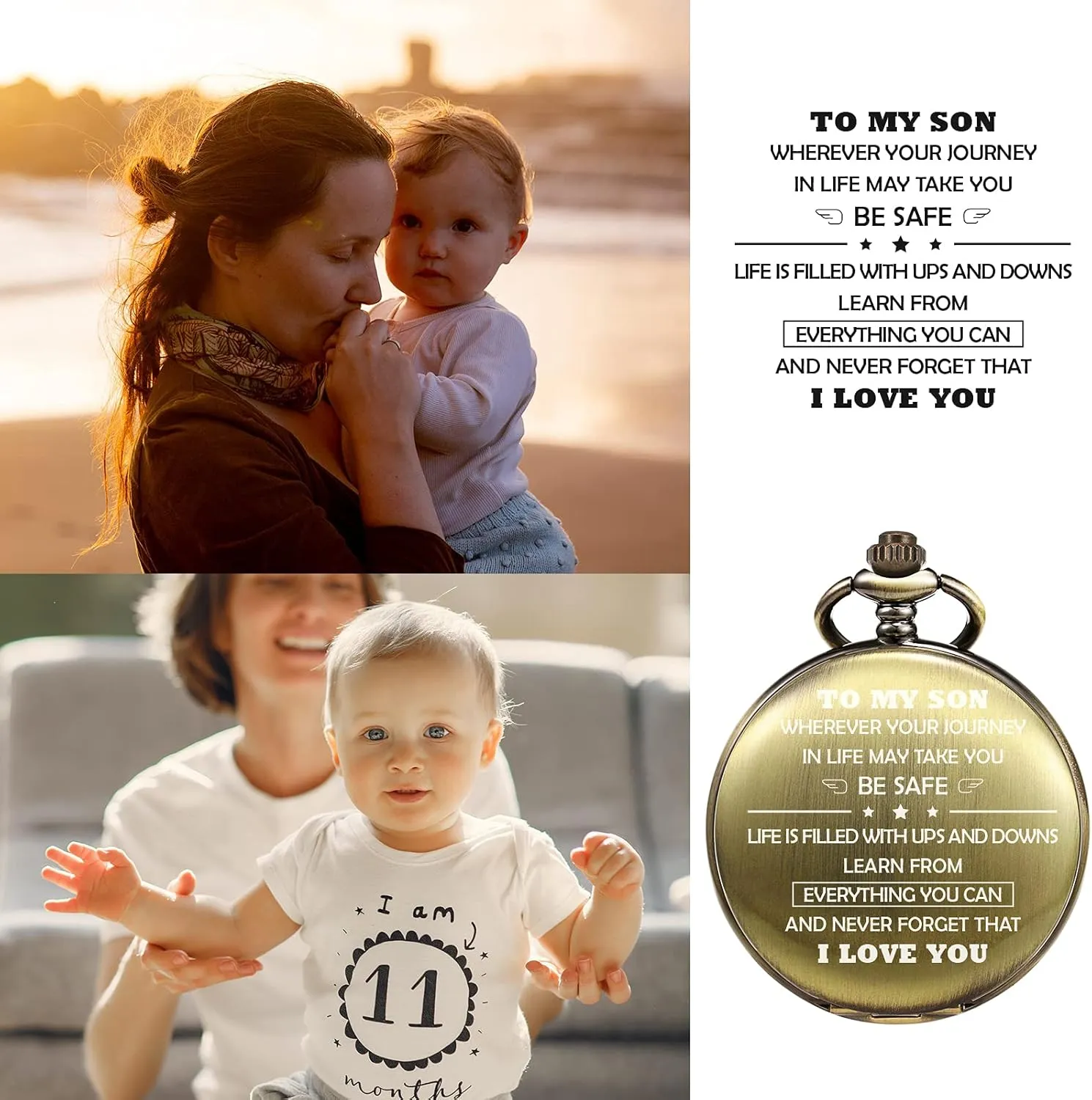 to My Son Quartz Pocket Watch - Graduation Gifts for Him - Personalized Engraving Customized Gift for Son Husband Dad Bestman Grandson