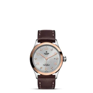 TUDOR 1926 28mm Steel Gold Diamond Leather Watch - M91351-0006