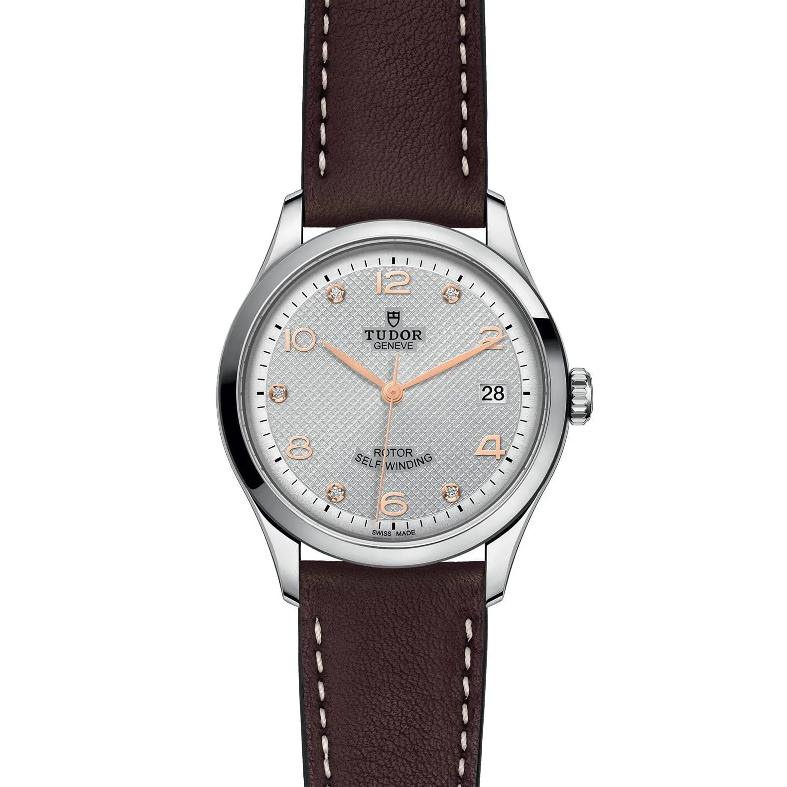 TUDOR 1926 36mm Gray Diamond Steel Leather Watch - M91450-0007