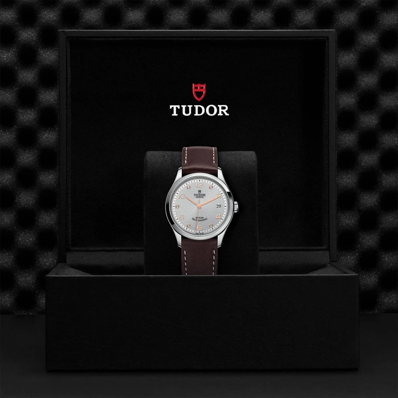 TUDOR 1926 36mm Gray Diamond Steel Leather Watch - M91450-0007