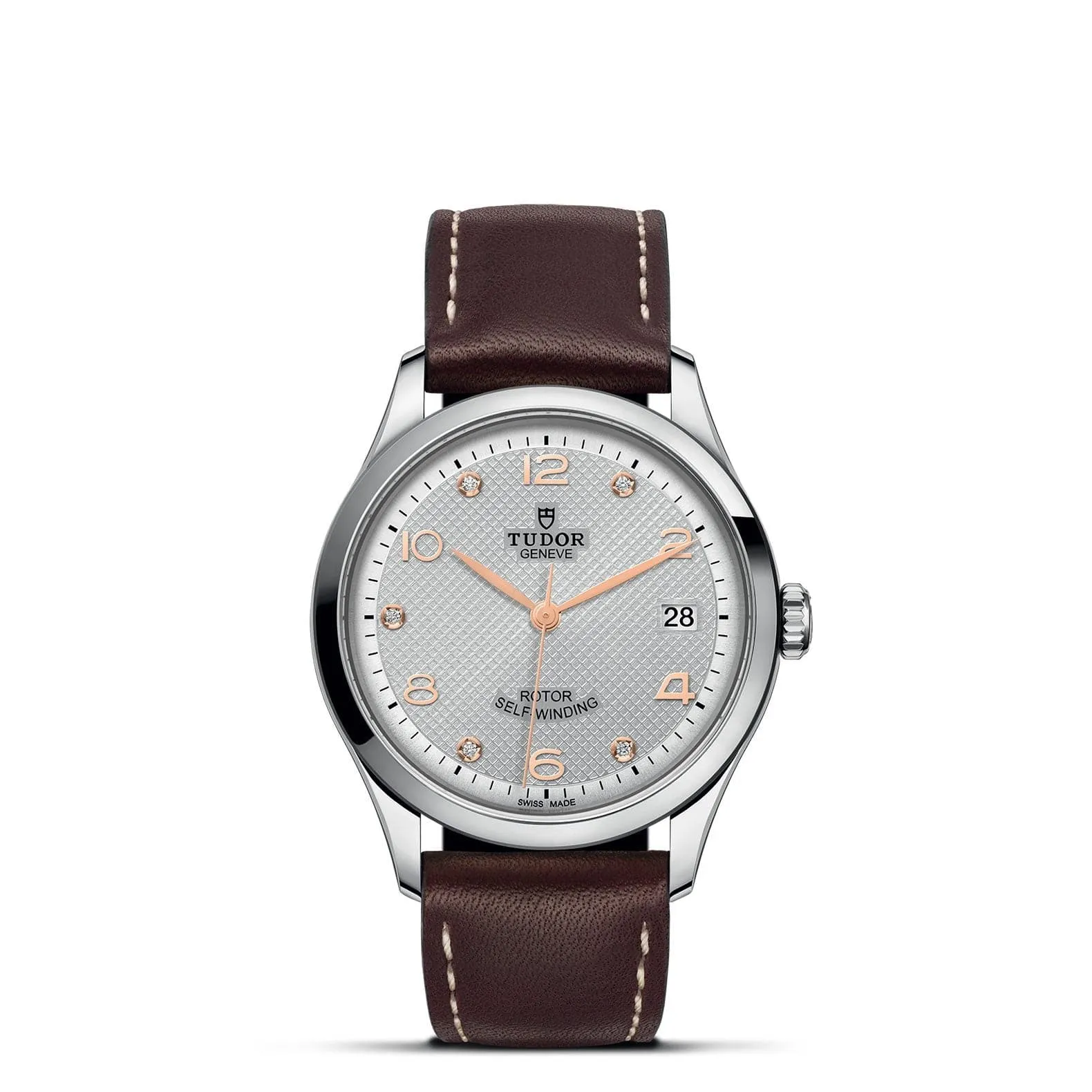 TUDOR 1926 36mm Gray Diamond Steel Leather Watch - M91450-0007