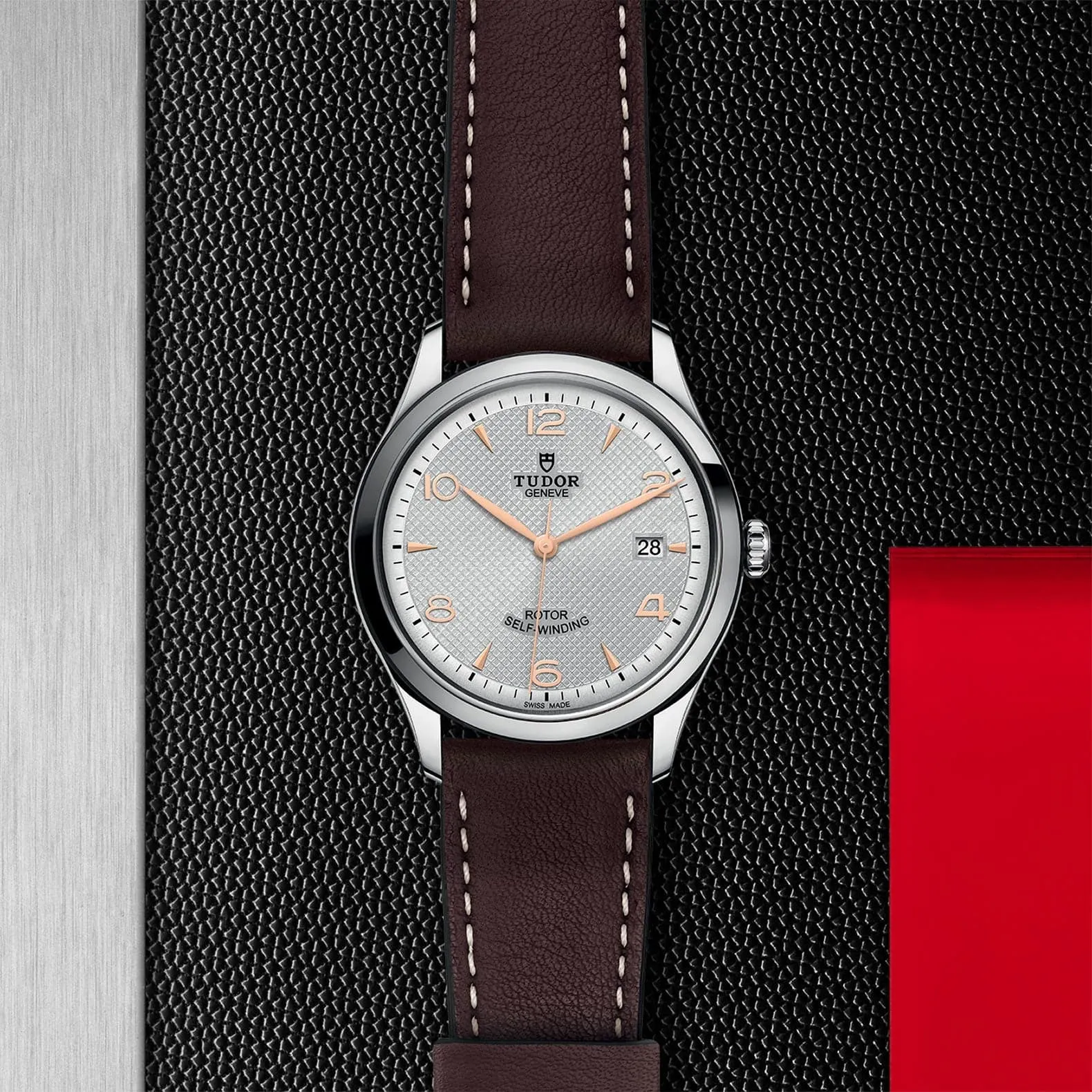 TUDOR 1926 39mm Steel Gray Dial Leather Watch - M91550-0006