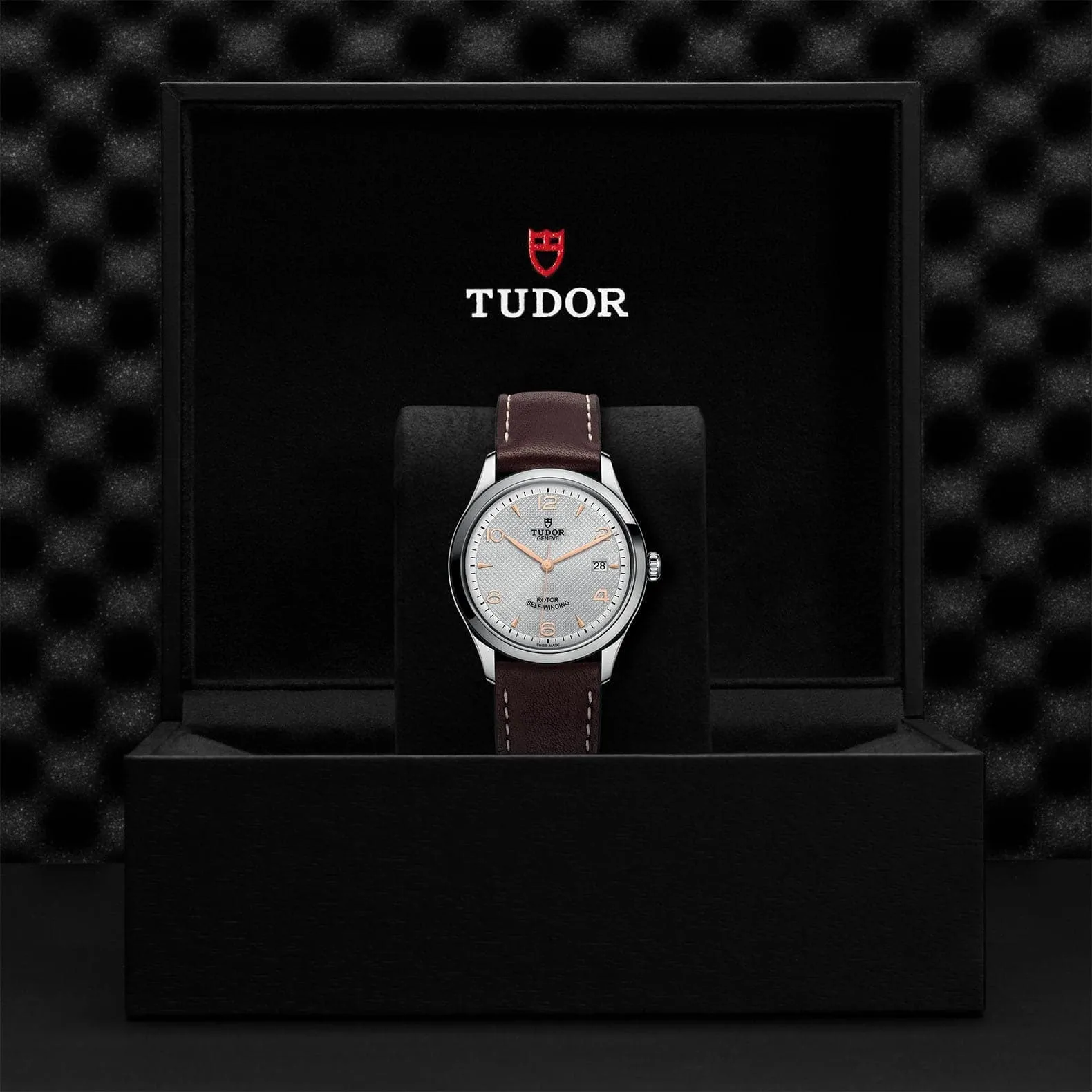 TUDOR 1926 39mm Steel Gray Dial Leather Watch - M91550-0006