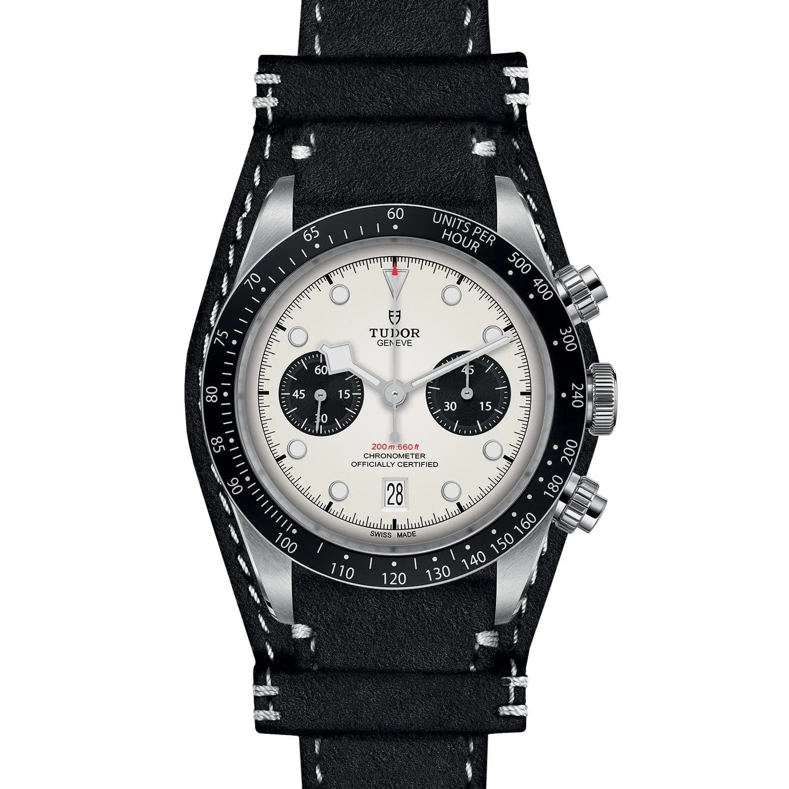 TUDOR Black Bay Chrono White Dial Black Leather Strap 41mm - M79360N-0006