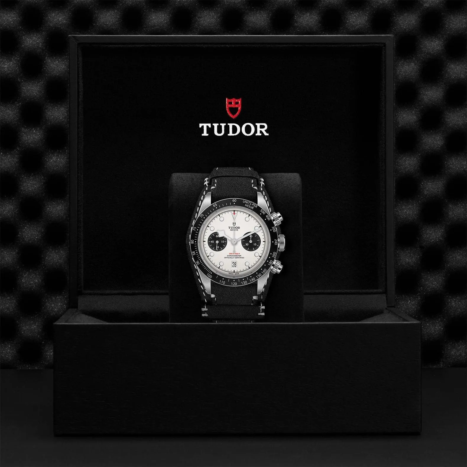 TUDOR Black Bay Chrono White Dial Black Leather Strap 41mm - M79360N-0006