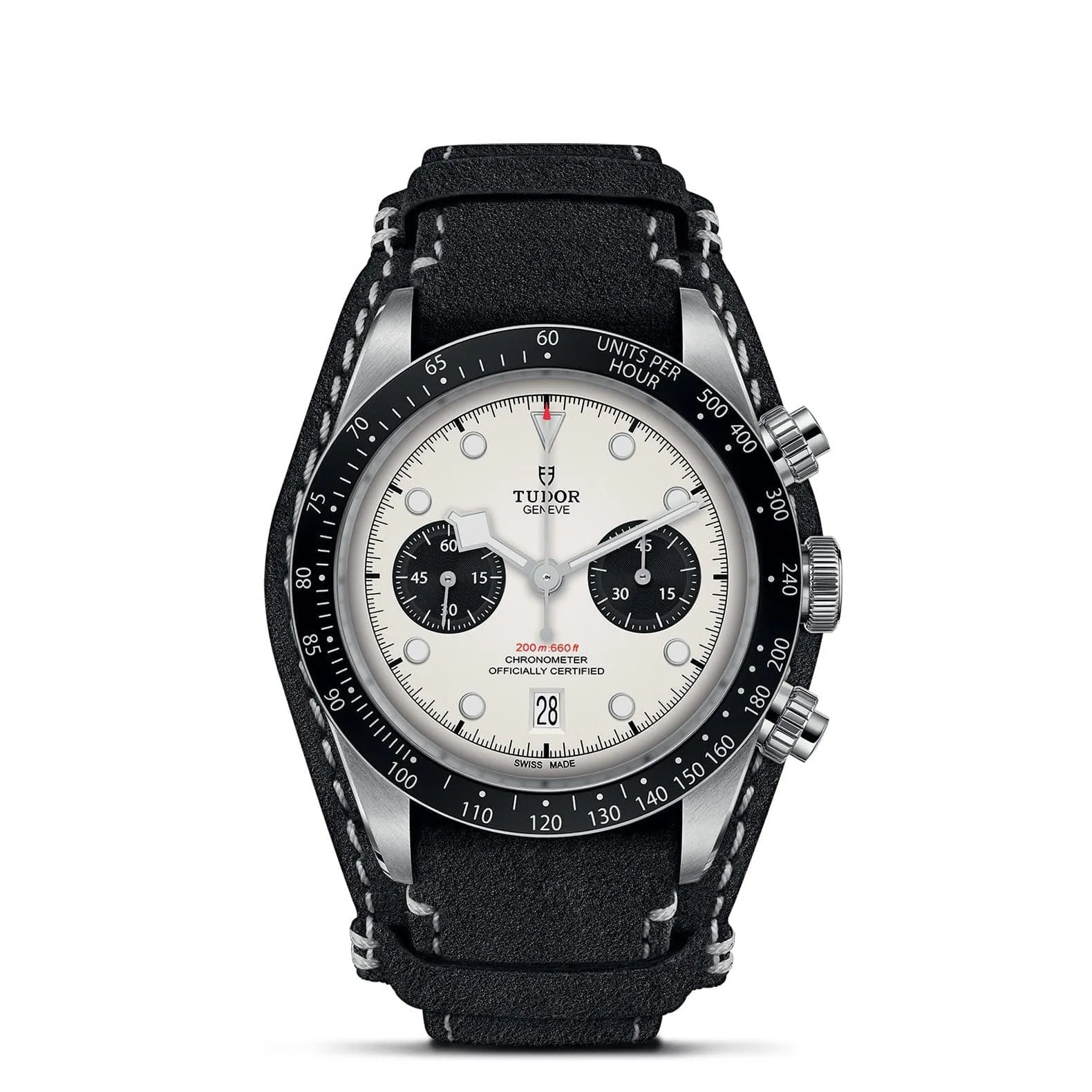 TUDOR Black Bay Chrono White Dial Black Leather Strap 41mm - M79360N-0006