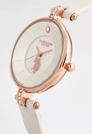 US POLO WOMEN'S CALF LEATHER STRAP WITH RHINESTONE DETAILING