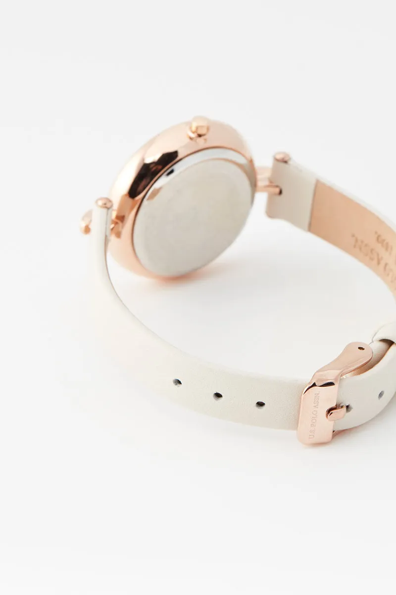 US POLO WOMEN'S CALF LEATHER STRAP WITH RHINESTONE DETAILING