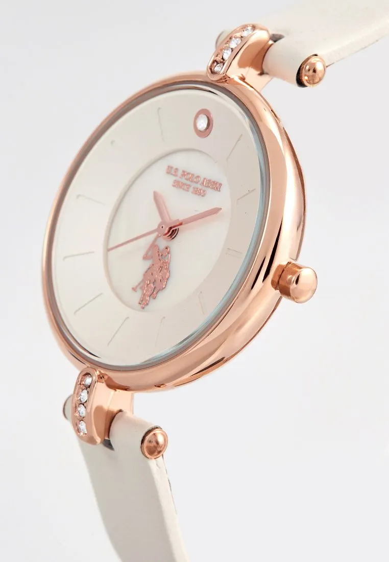 US POLO WOMEN'S CALF LEATHER STRAP WITH RHINESTONE DETAILING