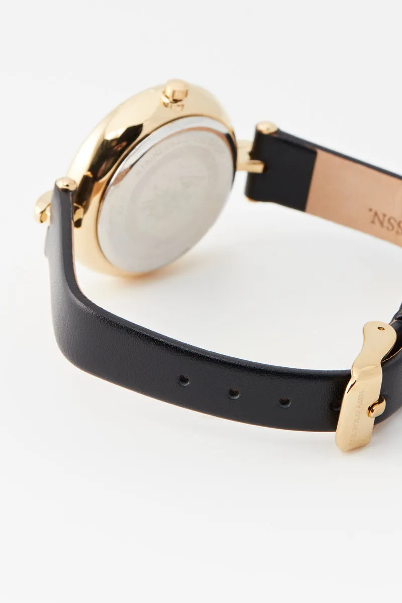 US POLO WOMEN'S CALF LEATHER STRAP WITH RHINESTONE DETAILING