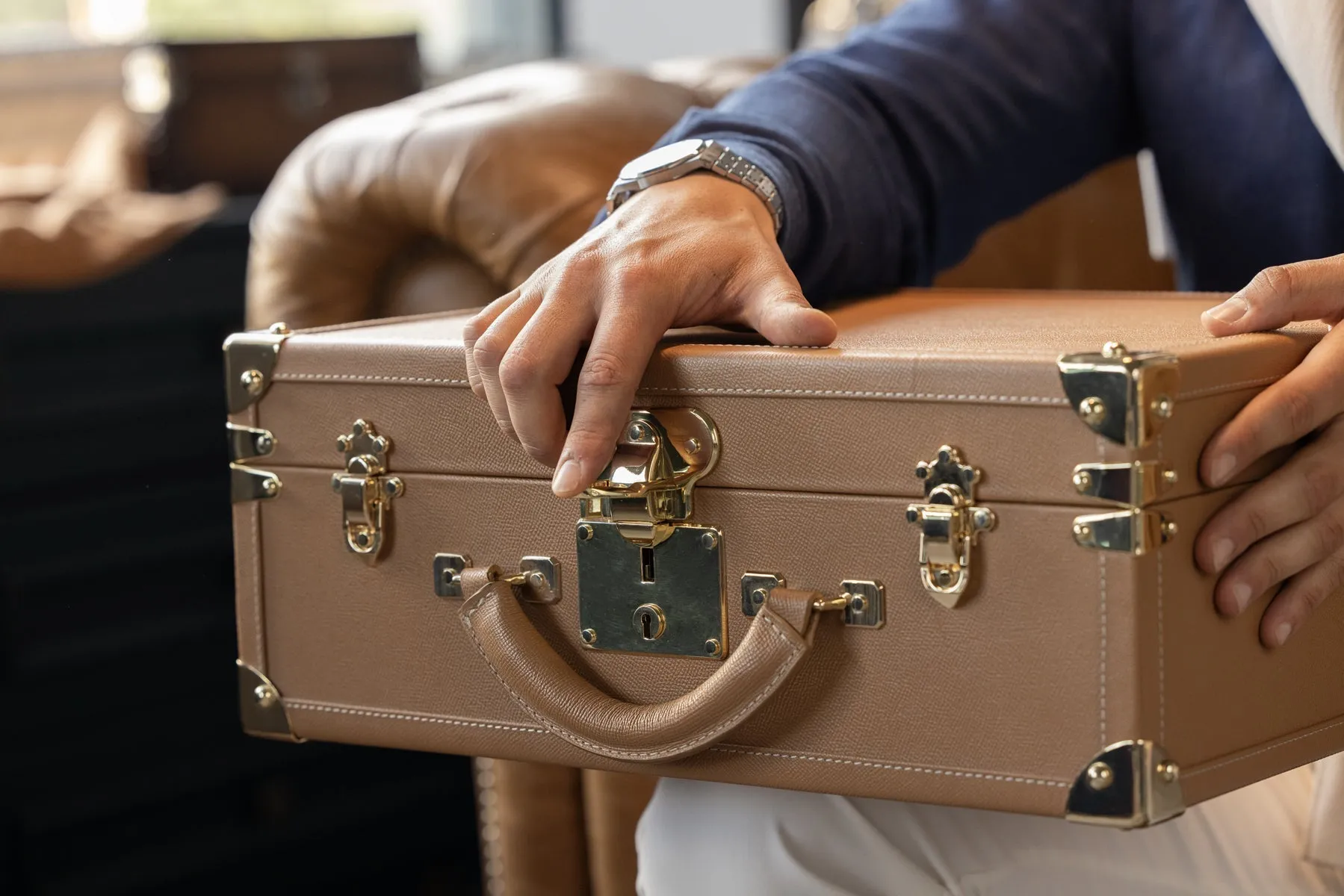 Watch Trunk - Saffiano Camel