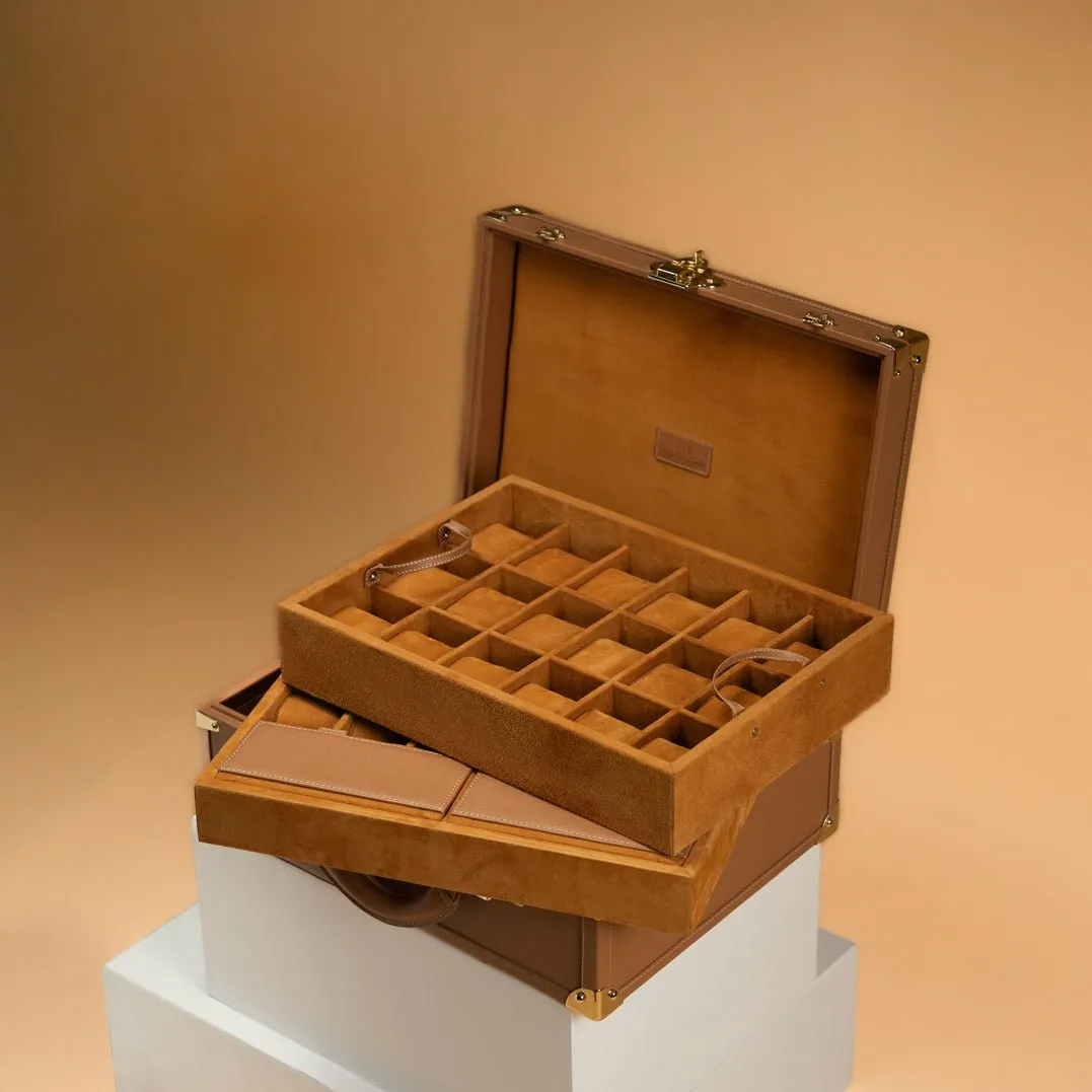 Watch Trunk - Saffiano Camel