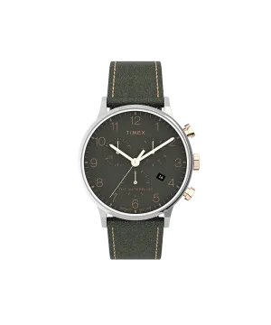Waterbury Classic Chrono 40mm SST Case Green Dial Green Leather Strap TW2T71400VQ