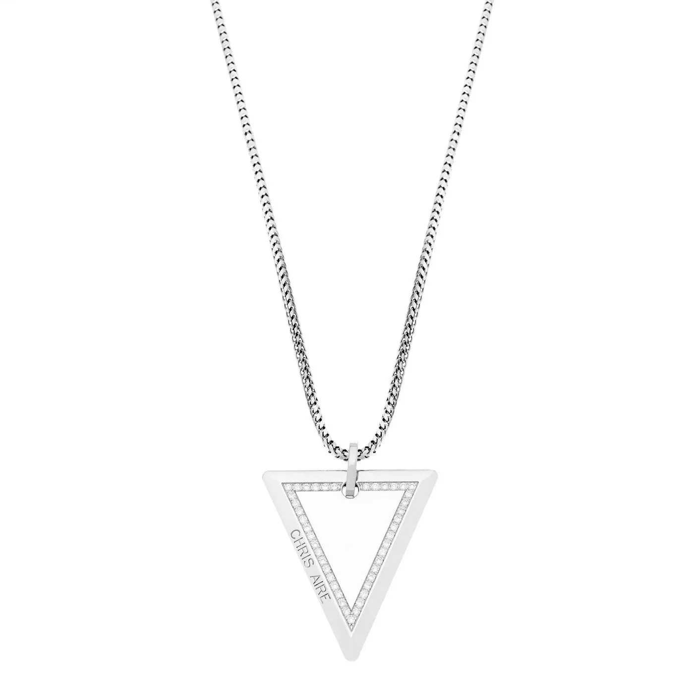 WHITE GOLD  NECKLACE - MEDIUM TRI-TAG