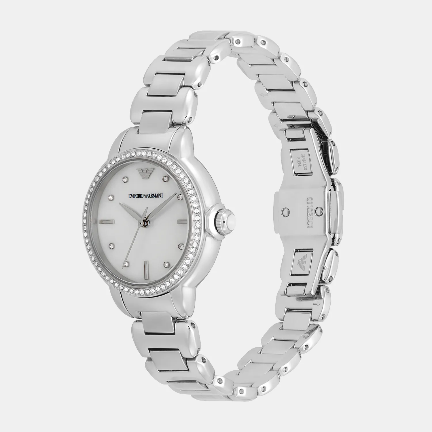 Women Quartz Mother Of Pearl Dial Analog Stainless Steel Watch AR11596