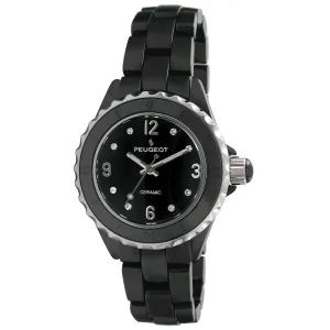 Women's 36mm Black Genuine Ceramic Watch with Sport Bezel