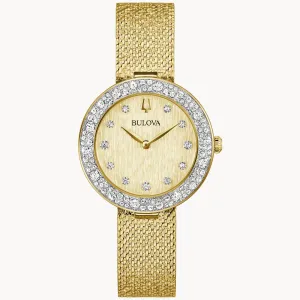 Women's Gold Tone Bulova Watch with Crystals 98L321