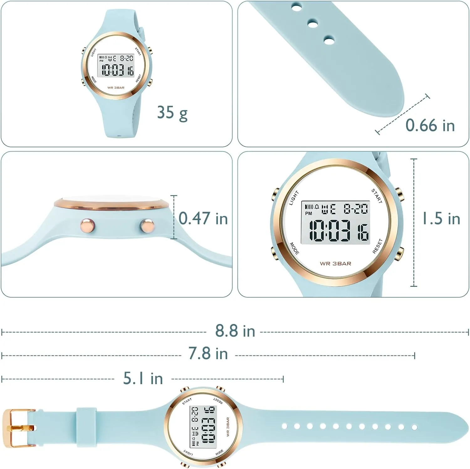 XCZAP Outdoor Sport Watches Alarm Clock 5Bar Waterproof LED Digital Watch